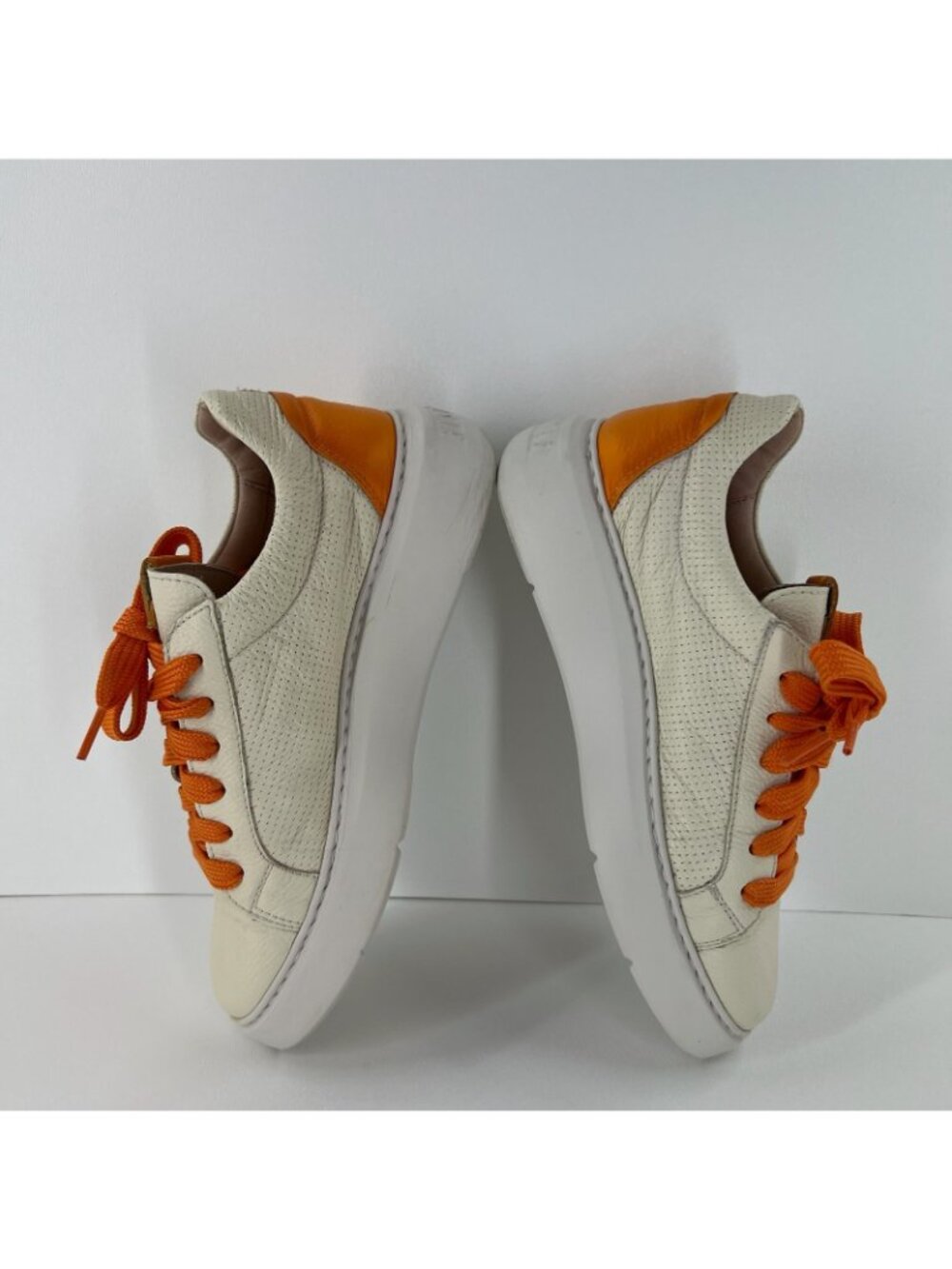 Hispanitas Oceania Mandarin Leather Sneakers Womens 36 Triflow Gel Cream Orange - Picture 7 of 14